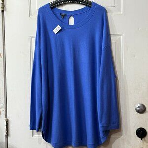 NWT Talbots Sz 3X Women's Sweater Tunic 3/4 Sleeve Blue Berry Cotton/Cashmere